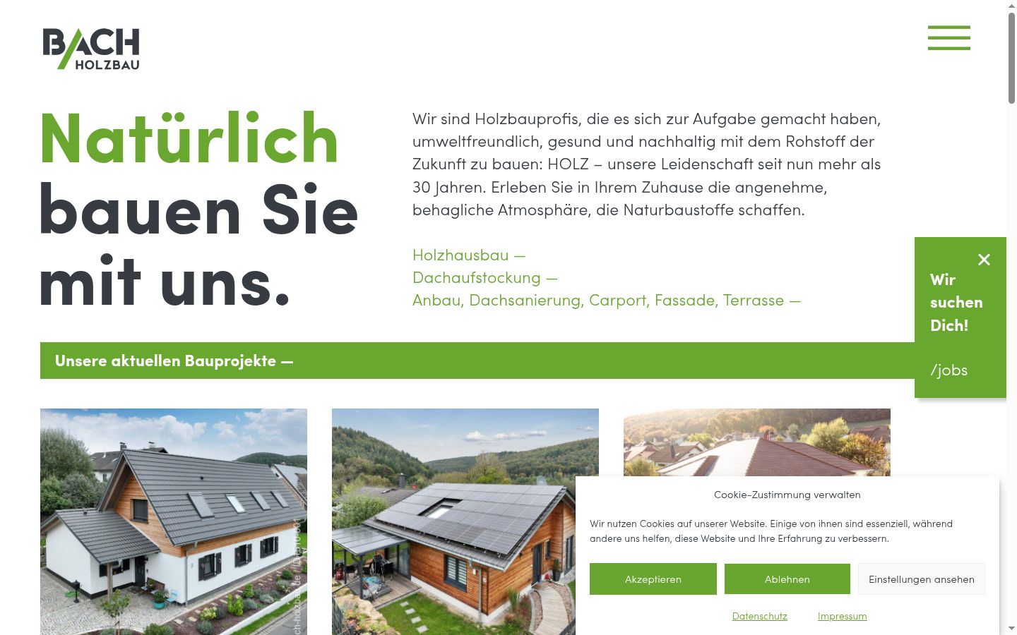 Screenshot des Einwilligungsbanners vor jeglicher Interaktion