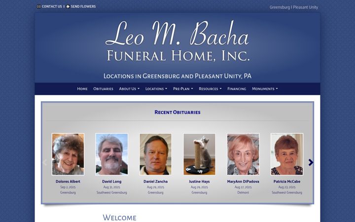 Screenshot of bachafuneralhomeinc.com