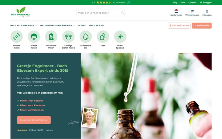 Screenshot van bachbloesemmix.nl