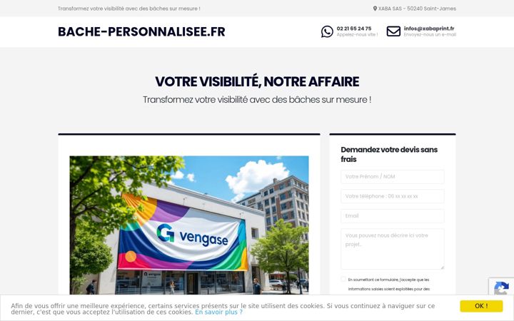 Képernyőkép: bache-personnalisee.fr