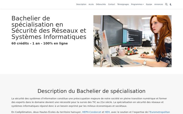 Екранна снимка на bachelier-specialisation-cybersecurite.be