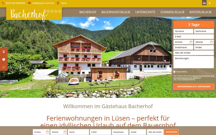 Screenshot of bacher-hof.com