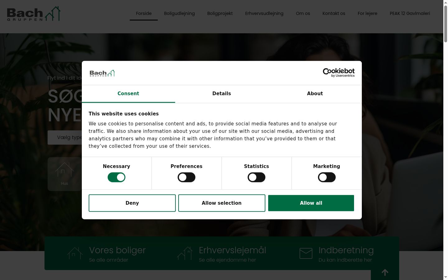 Screenshot del banner di consenso mostrato prima di qualsiasi interazione