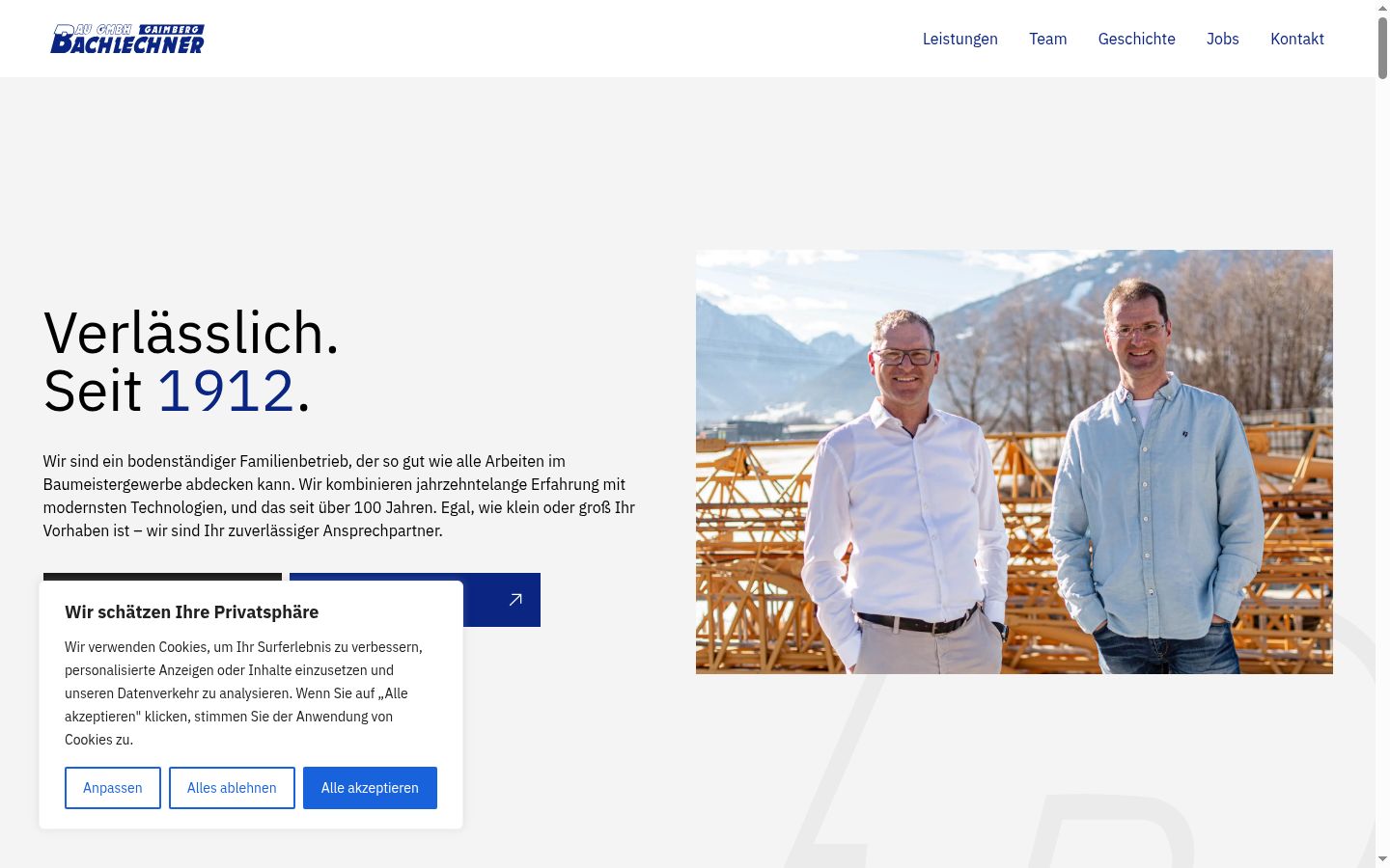 Screenshot des Einwilligungsbanners vor jeglicher Interaktion