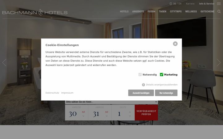 Screenshot of bachmann-hotels.de