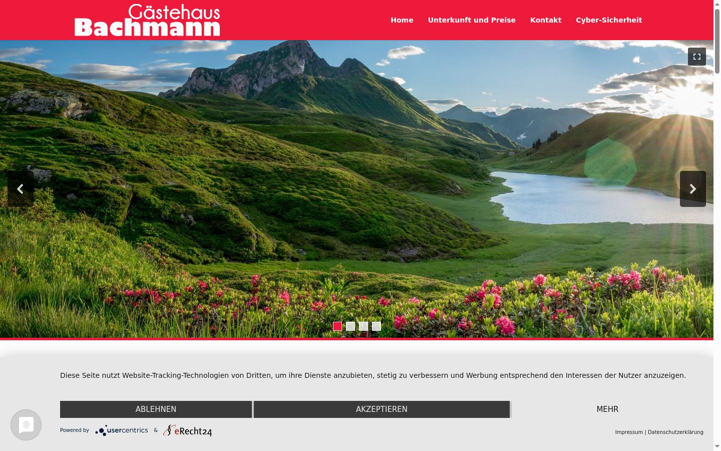 Screenshot des Einwilligungsbanners vor jeglicher Interaktion