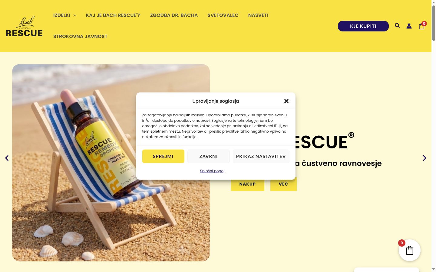 Screenshot del banner di consenso mostrato prima di qualsiasi interazione