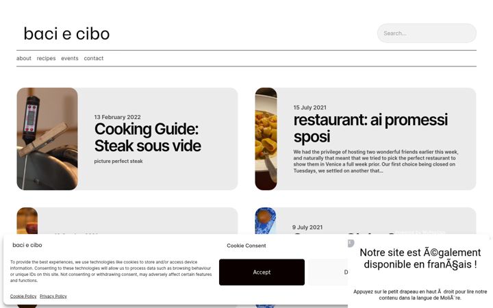Screenshot of baciecibo.com