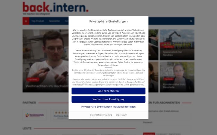 Екранна снимка на back-intern.de