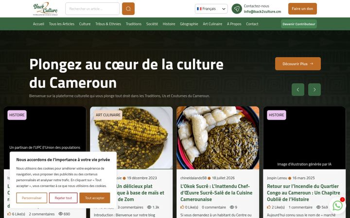 Screenshot of back2culture.cm