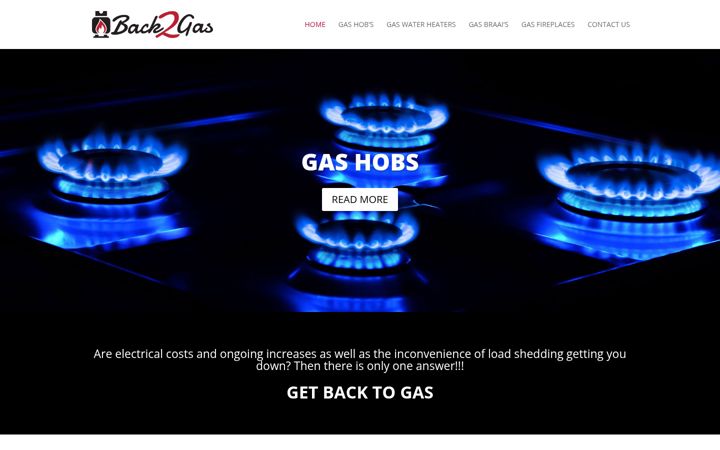 Screenshot of back2gas.co.za