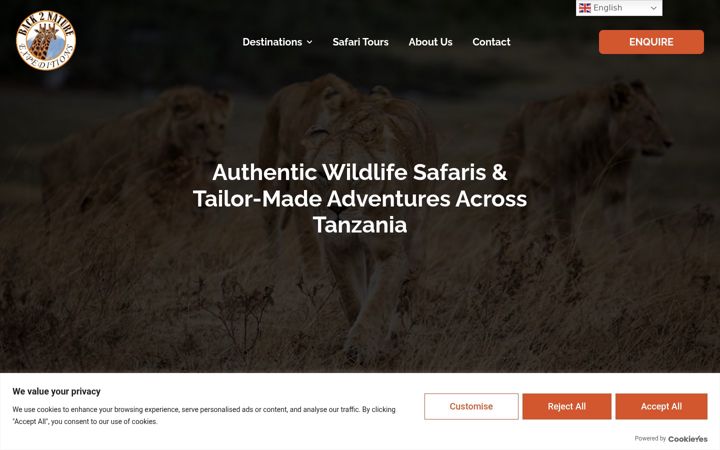 Screenshot of back2natureexpeditions.com