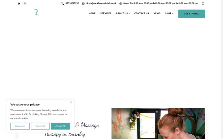 Screenshot of back2normalclinic.co.uk