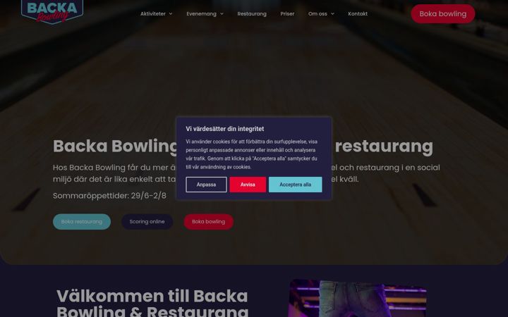 Screenshot of backabowling.com