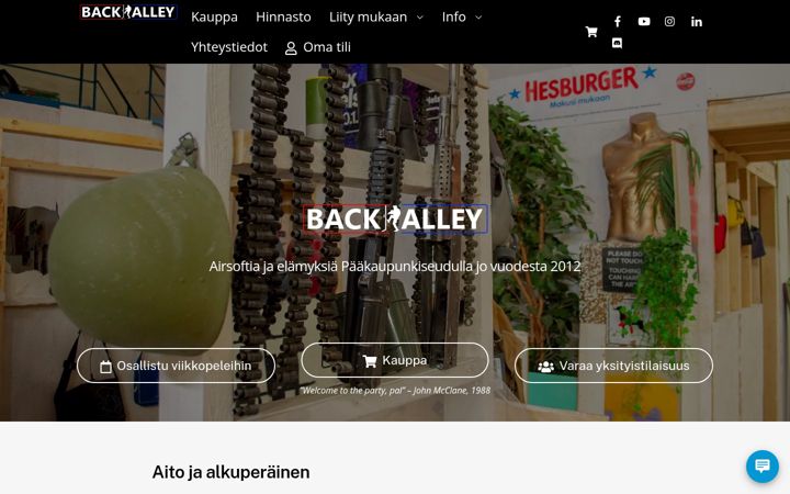 Screenshot of backalley.fi