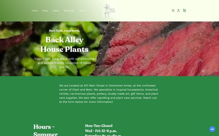 Screenshot of backalleyhouseplants.com