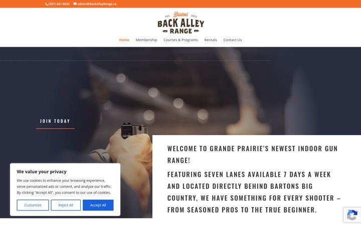Screenshot of backalleyrange.ca