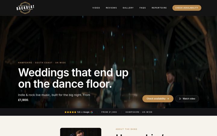 Screenshot of backbeat-band.co.uk