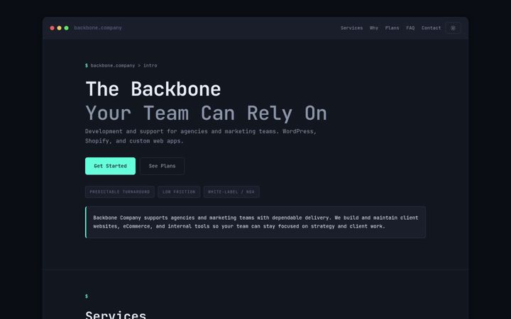 Screenshot of backbone.company