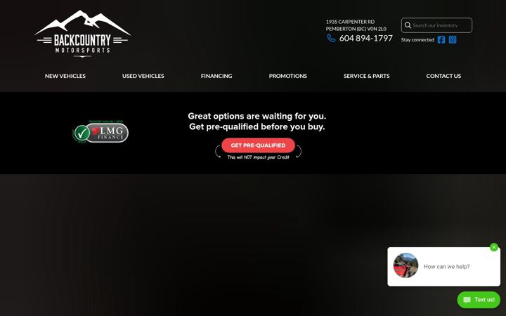 Screenshot of backcountrymotorsports.ca