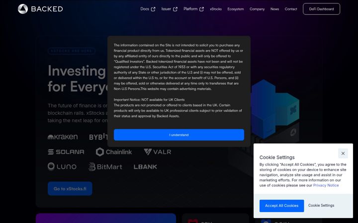 Screenshot of backed.fi