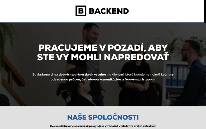Snímek obrazovky backend.sk