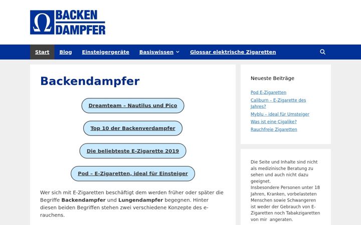 Екранна снимка на backendampfer.de