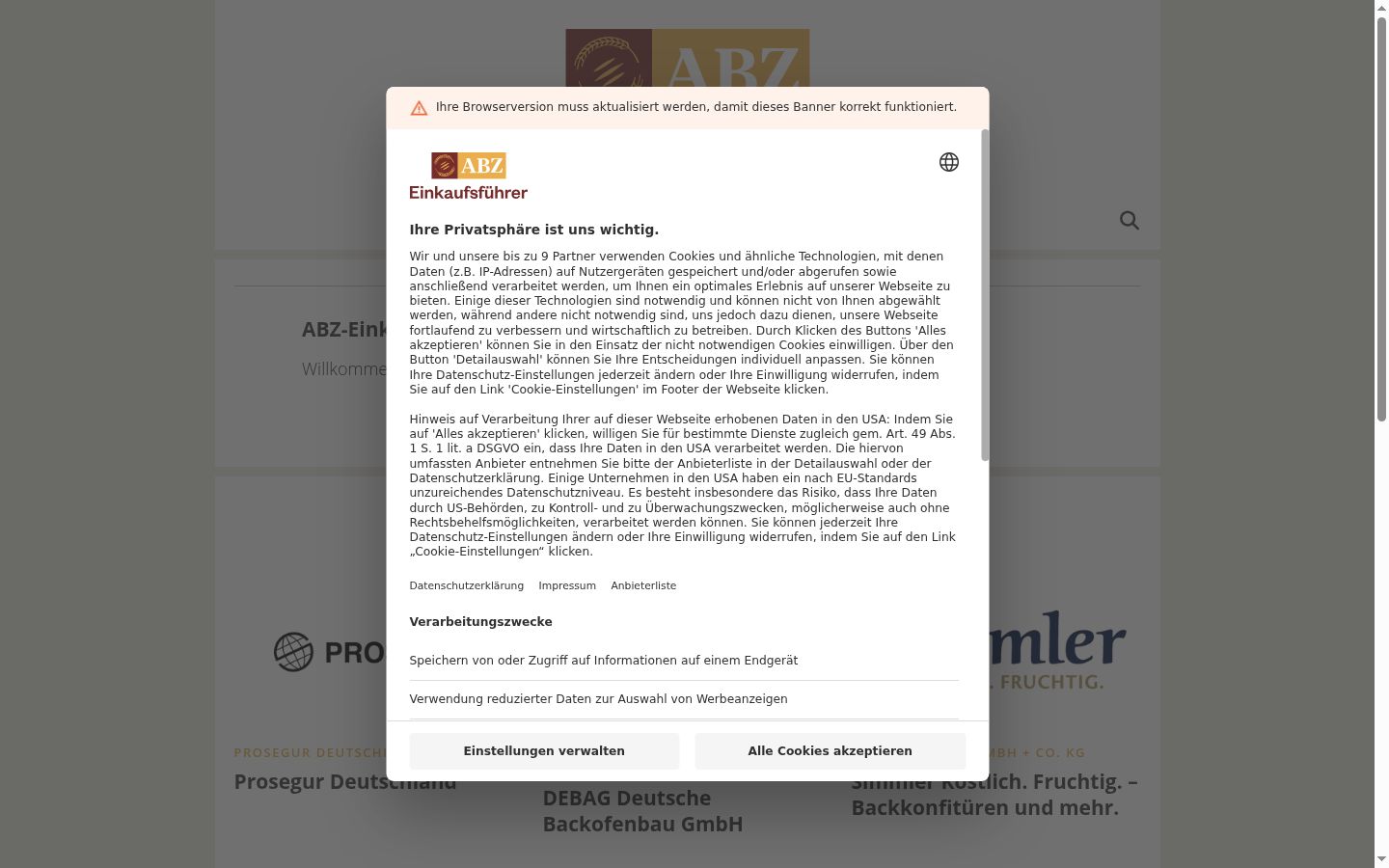 Screenshot of the consent banner shown before any interaction