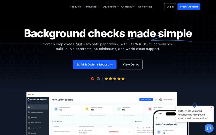 Snímek obrazovky backgroundchecks.com