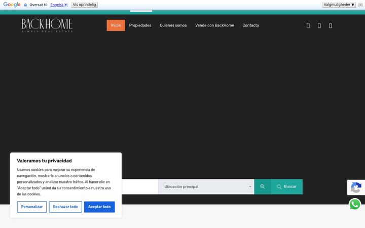 Screenshot of backhome.es