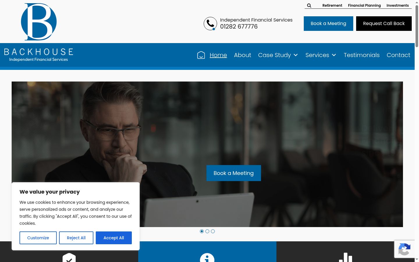 Captura de ecrã do banner de consentimento apresentado antes de qualquer interação