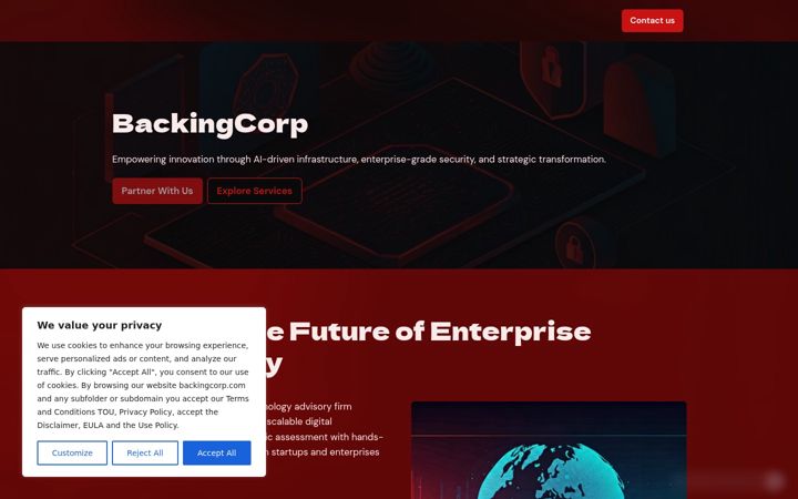 Screenshot of backingcorp.com