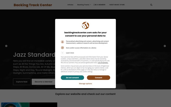 Screenshot of backingtrackcenter.com