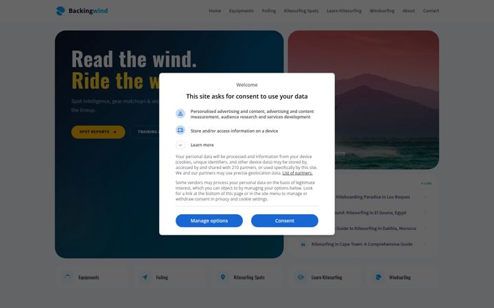 Screenshot of backingwind.com