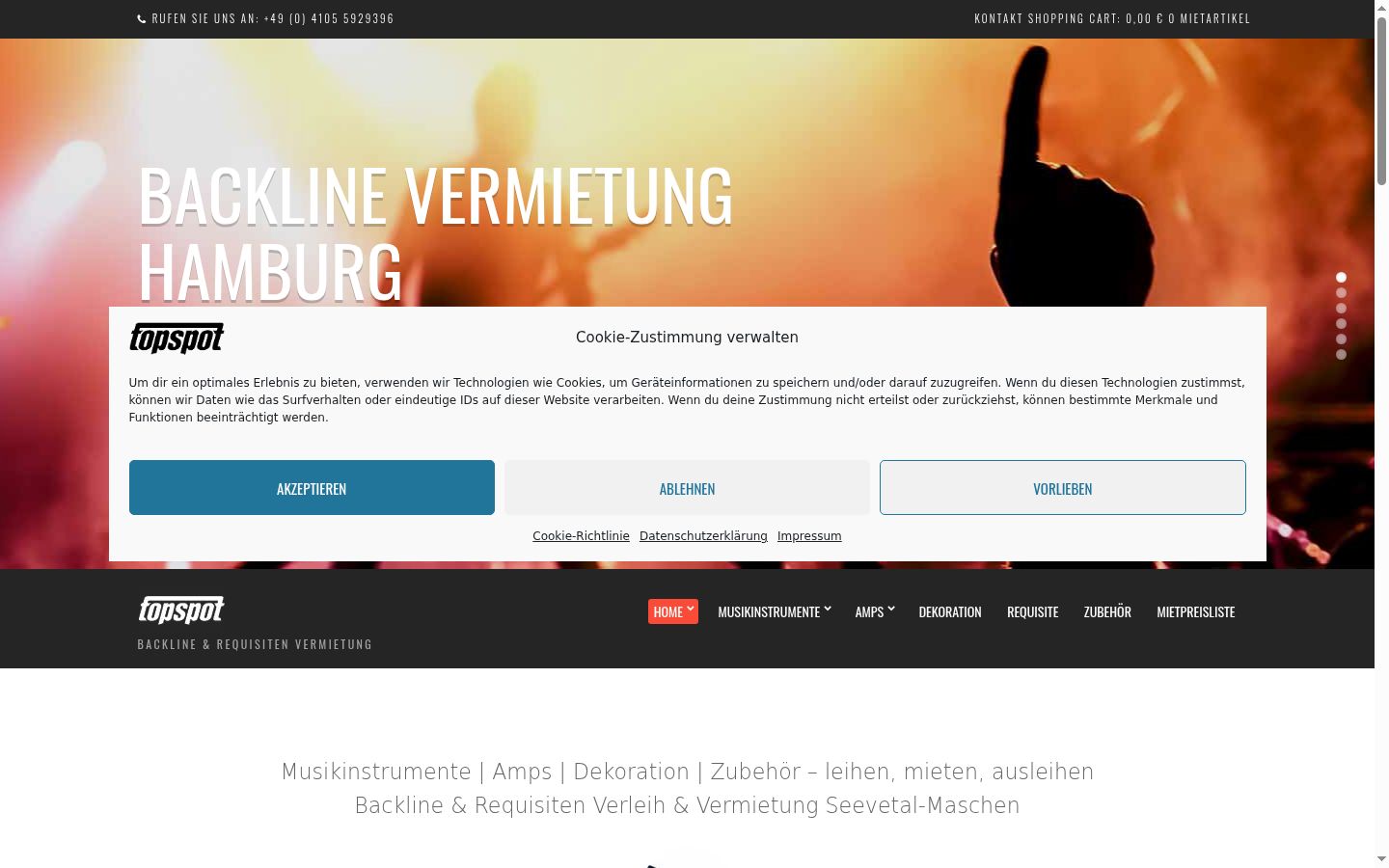 Screenshot of the consent banner shown before any interaction