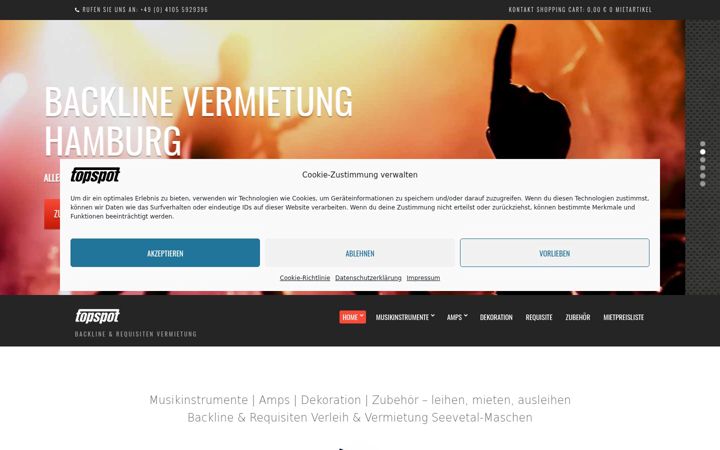 Screenshot of backline-vermietung-hamburg.de