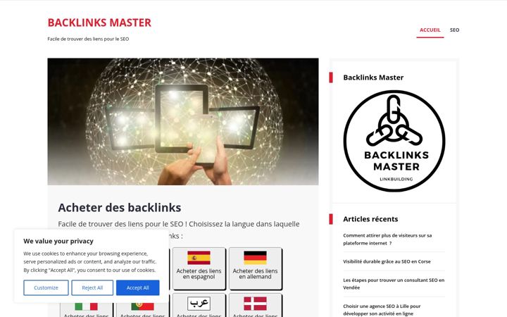 Screenshot of backlinksmaster.com
