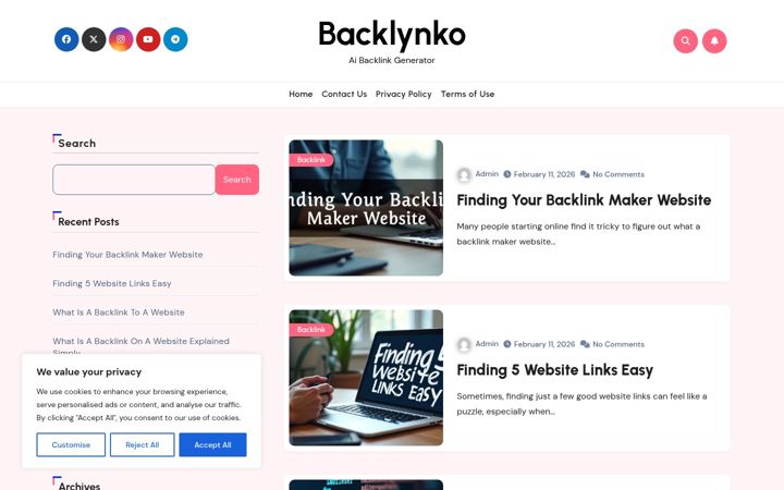 Screenshot of backlynko.com