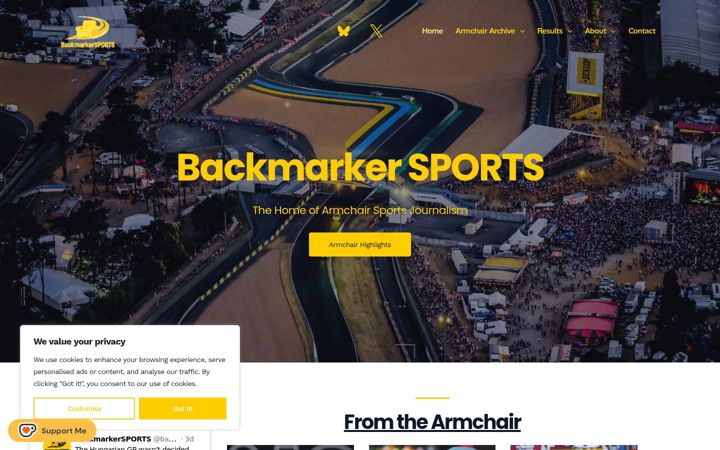 Screenshot of backmarkersports.com