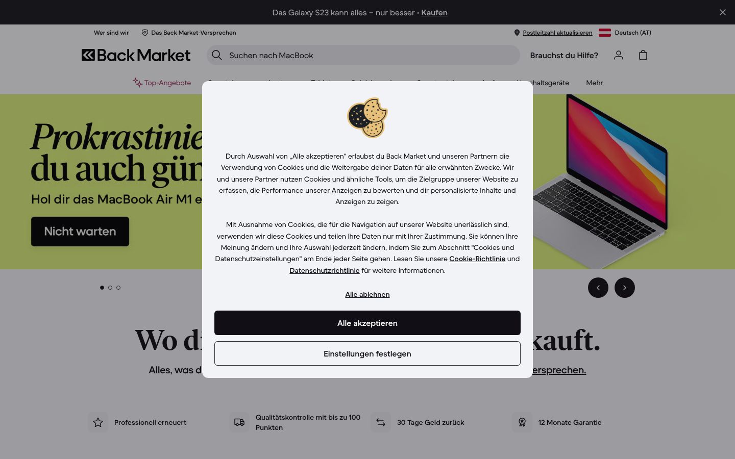 Screenshot of the consent banner shown before any interaction