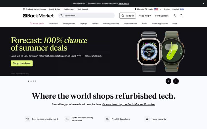 Skjámynd af backmarket.com