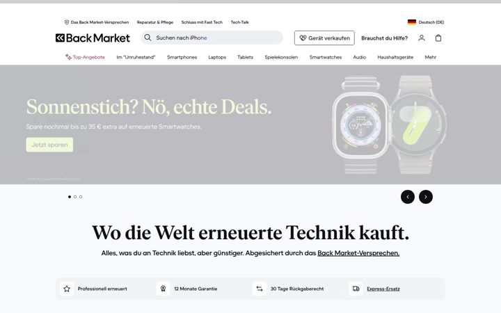 Capture d'écran de backmarket.de