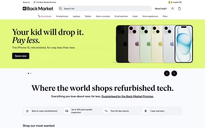 Screenshot of backmarket.ie