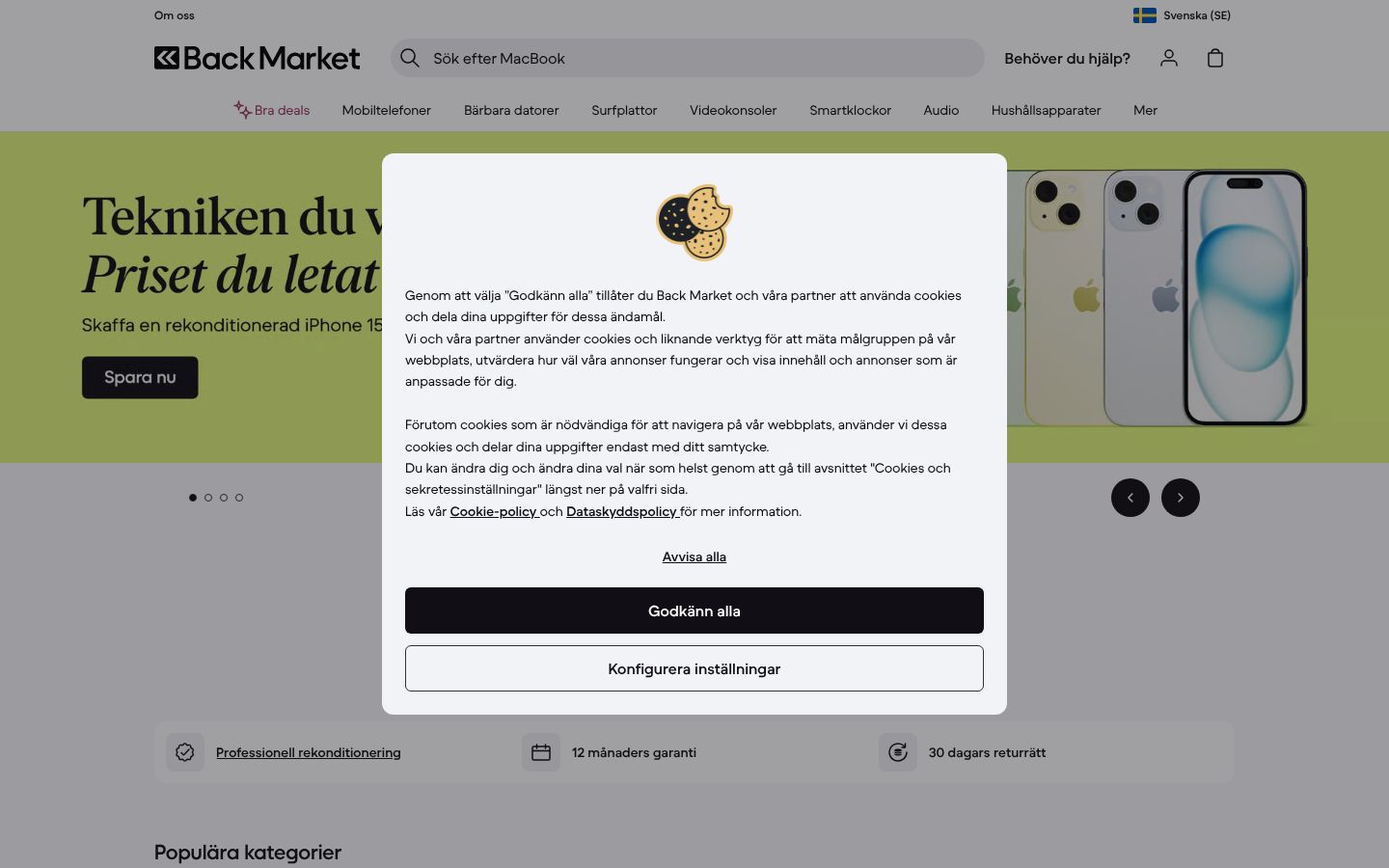 Kuvakaappaus suostumusbannerista, joka näytettiin ennen mitään vuorovaikutusta