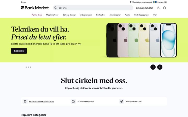 Screenshot of backmarket.se