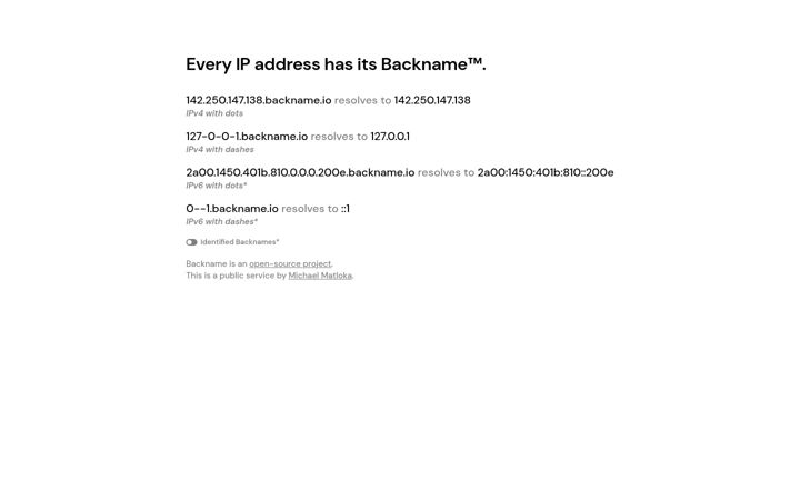 Skærmbillede af backname.io