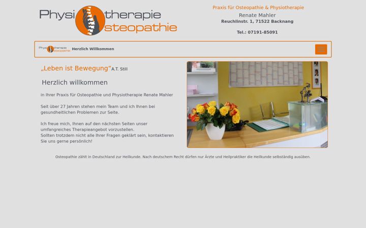 Screenshot of backnang-osteopathie.de