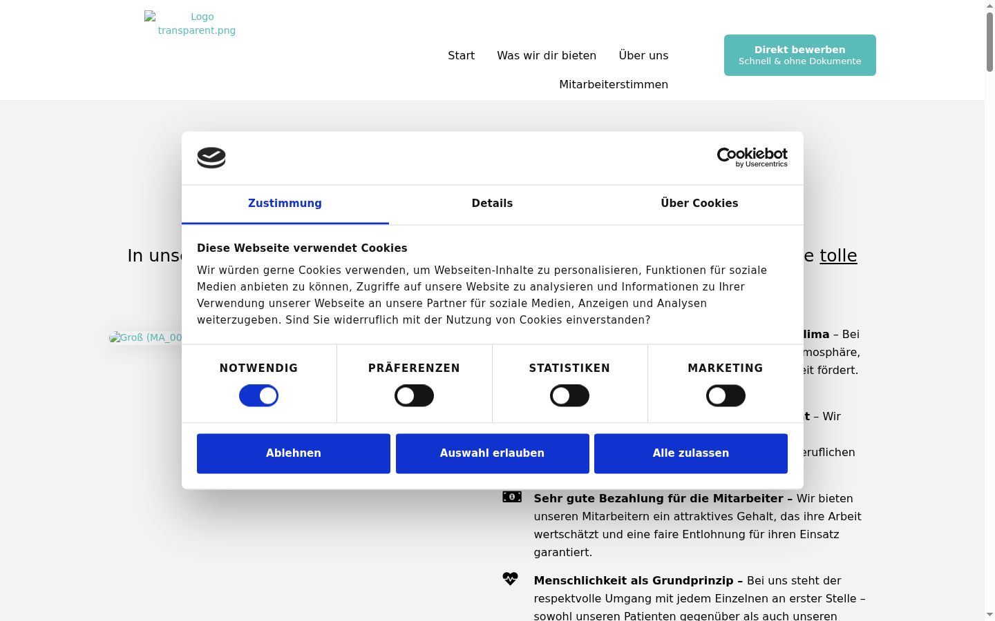 Screenshot del banner di consenso mostrato prima di qualsiasi interazione