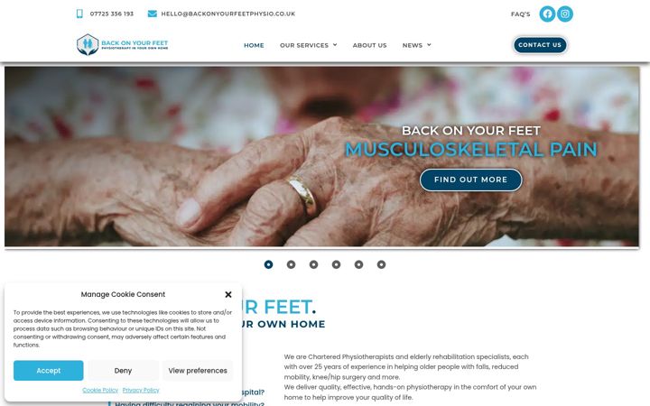 Screenshot of backonyourfeetphysio.co.uk
