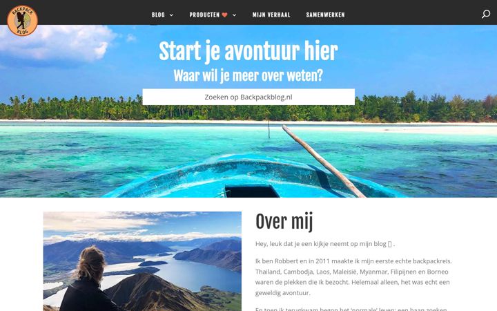 Screenshot of backpackblog.nl